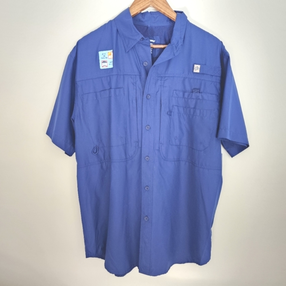 Reel Legends Fishing Boating Water Repellent Button Down Short Sleeve Shirt